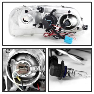 Ford F150 Headlights - SPYDER - LED Halo - Amber Reflector - Black Smoke - `97-`03