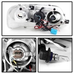 Ford F150 Headlights - SPYDER - LED Halo - Amber Reflector - Black Smoke - `97-`03