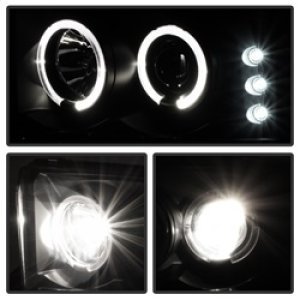 Ford F250 Super Duty Headlights - SPYDER - Version 2 LED Halo Projector - Black Smoke - `99-`04