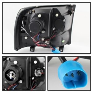 Ford F250 Super Duty Headlights - SPYDER - Version 2 LED Halo Projector - Black Smoke - `99-`04