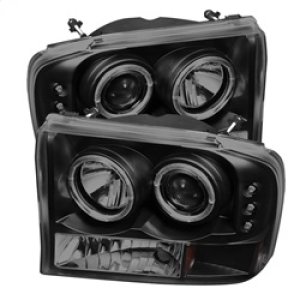 Ford F250 Super Duty Headlights - SPYDER - Version 2 LED Halo Projector - Black Smoke - `99-`04