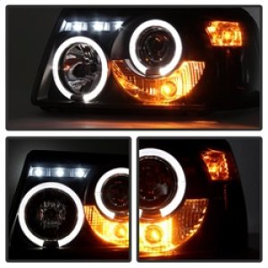 Ford Ranger Headlights - SPYDER - LED Halo Projector - Black Smoke - `01-`11