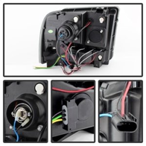Ford F250 Headlights - SPYDER - Projector LED Halo - Black Smoke - `05-`07