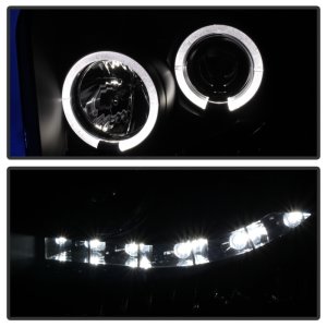 Ford F250 Headlights - SPYDER - Projector LED Halo - Black Smoke - `05-`07