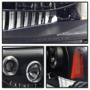 Ford F250 Headlights - SPYDER - Projector LED Halo - Black Smoke - `05-`07