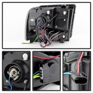 Ford F250 Headlights - SPYDER - Projector LED Halo - Black Smoke - `05-`07