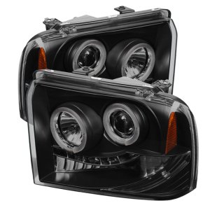 Ford F350 Headlights - SPYDER - Projector LED Halo - Black Smoke - `05-`07 Ford F350 Headlights - SPYDER - Projector LED Halo - Black Smoke - `05-`07