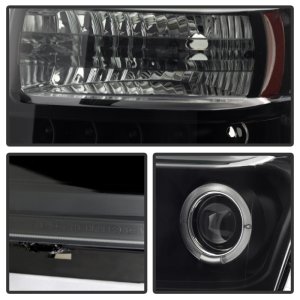 Ford F350 Headlights - SPYDER - LED Halo Projector - Black Smoke - `08-`10