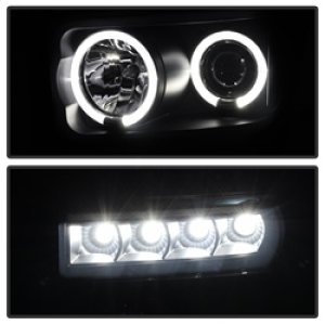 Ford F350 Headlights - SPYDER - LED Halo Projector - Black Smoke - `08-`10