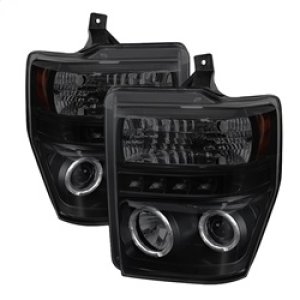 Ford F350 Headlights - SPYDER - LED Halo Projector - Black Smoke - `08-`10
