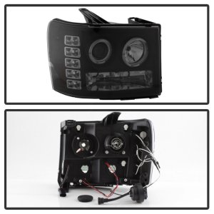 GMC Sierra 1500 Headlights - SPYDER - LED Halo Projector - Black Smoke - `07-`13 GMC Sierra 1500 Headlights - SPYDER - LED Halo Projector - Black Smoke - `07-`13