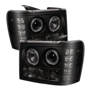 GMC Sierra 2500 Headlights - SPYDER - LED Halo Projector - Black Smoke - `07-`13