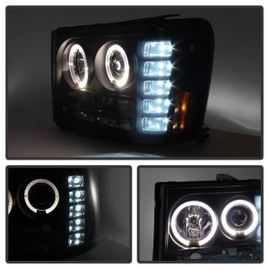 GMC Sierra 2500 Headlights - SPYDER - LED Halo Projector - Black Smoke - `07-`13