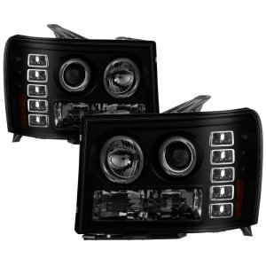 GMC Sierra 2500 Headlights - SPYDER - LED Halo Projector - Black Smoke - `07-`13