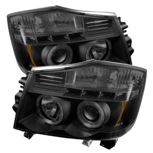 Nissan Titan Headlights - SPYDER - Projector LED Halo - Black Smoke - `04-`14 Nissan Titan Headlights - SPYDER - Projector LED Halo - Black Smoke - `04-`14