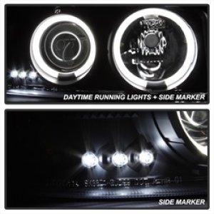 GMC Sierra 1500 Headlights - SPYDER - CCFL Halo LED Projector - Black Smoke - `99-`06