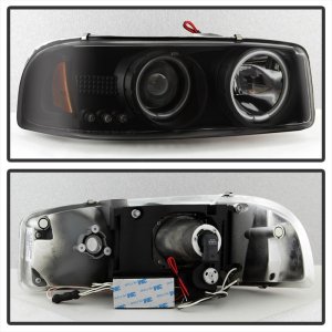 GMC Sierra 1500 Headlights - SPYDER - CCFL Halo LED Projector - Black Smoke - `99-`06
