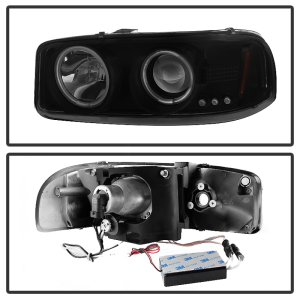 GMC Sierra 1500 Headlights - SPYDER - CCFL Halo LED Projector - Black Smoke - `99-`06