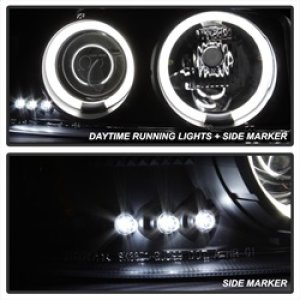 GMC Sierra 1500 Headlights - SPYDER - CCFL Halo LED Projector - Black Smoke - `99-`06