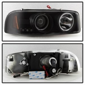 GMC Sierra 1500 Headlights - SPYDER - CCFL Halo LED Projector - Black Smoke - `99-`06