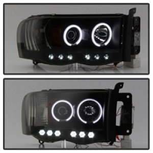 Dodge Ram 1500 Headlights - SPYDER - Projector CCFL Halo LED - Black Smoke - `02-`05