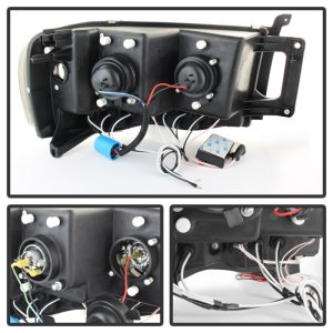 Dodge Ram 1500 Headlights - SPYDER - Projector CCFL Halo LED - Black Smoke - `02-`05