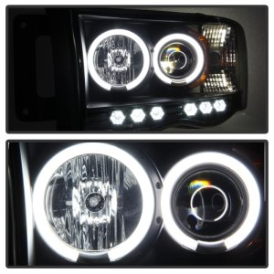 Dodge Ram 1500 Headlights - SPYDER - Projector CCFL Halo LED - Black Smoke - `02-`05