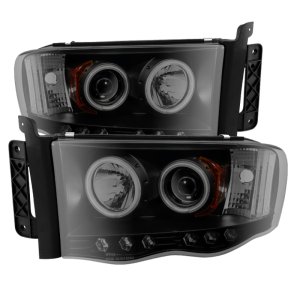 Dodge Ram 1500 Headlights - SPYDER - Projector CCFL Halo LED - Black Smoke - `02-`05