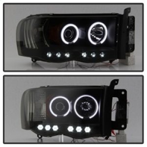 Dodge Ram 1500 Headlights - SPYDER - Projector CCFL Halo LED - Black Smoke - `02-`05