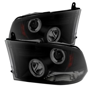 Dodge Ram 1500 Headlights - SPYDER - CCFL Halo LED - Blk Smke - Black Smoke - `09-`14