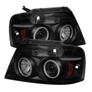 Ford F150 Headlights - SPYDER - Projector Version 2 CCFL Halo - Black Smoke - `04-`08