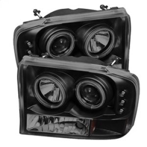 Ford F250 Super Duty Headlights - SPYDER - CCFL Halo LED Projector, Version 2 - Black Smoke - `99-`04