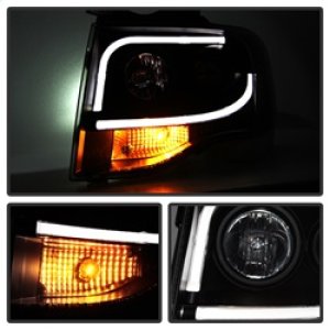 Ford Expedition Headlights - SPYDER - Projector Light Tube DRL - Black - `07-`13 Ford Expedition Headlights - SPYDER - Projector Light Tube DRL - Black - `07-`13