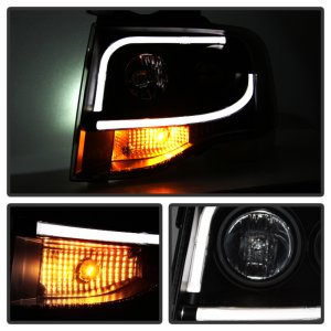 Ford Expedition Headlights - SPYDER - Projector Light Tube DRL - Black - `07-`13 Ford Expedition Headlights - SPYDER - Projector Light Tube DRL - Black - `07-`13