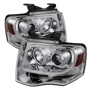 Ford Expedition Headlights - SPYDER - Projector - Light Tube DRL - Chrome - `07-`13