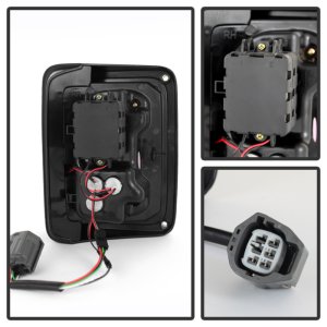 Jeep Wrangler Tail Lights - Rear - SPYDER - LED - Black Smoke - `07-`15 Jeep Wrangler Tail Lights - Rear - SPYDER - LED - Black Smoke - `07-`15