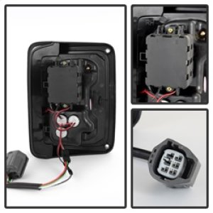 Jeep Wrangler Tail Lights - Rear - SPYDER - LED - Black Smoke - `07-`15 Jeep Wrangler Tail Lights - Rear - SPYDER - LED - Black Smoke - `07-`15