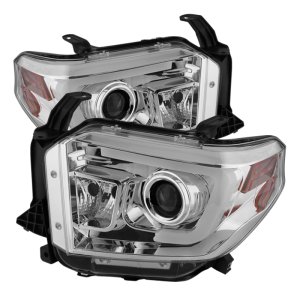 Toyota Tundra Headlights - SPYDER - Projector + Light Bar DRL - Chrome - `14-`16