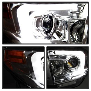 Toyota Tundra Headlights - SPYDER - Projector + Light Bar DRL - Chrome - `14-`16