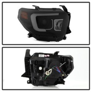 Toyota Tundra Headlights - SPYDER - Light Bar DRL, Projector - Black Smoke - `14-`16