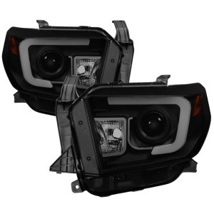 Toyota Tundra Headlights - SPYDER - Light Bar DRL, Projector - Black Smoke - `14-`16