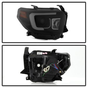 Toyota Tundra Headlights - SPYDER - Light Bar DRL, Projector - Black Smoke - `14-`16
