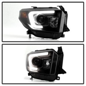 Toyota Tundra Headlights - SPYDER - Light Bar DRL, Projector - Black Smoke - `14-`16