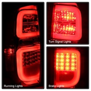 Toyota Tundra LED Tail Lights - SPYDER - Light Bar - Red Smoke - `14-`16