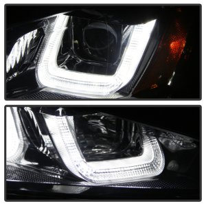 Volkswagen Golf Headlights - SPYDER - DRL LED Projector, Black Stripe - Black - `14-`16