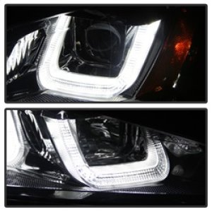 Volkswagen Golf Headlights - SPYDER - DRL LED Projector, Black Stripe - Black - `14-`16