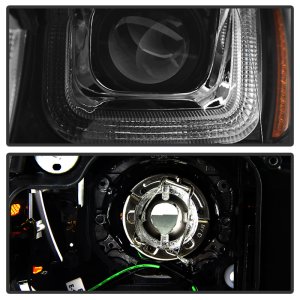 Volkswagen Golf Headlights - SPYDER - Projector DRL LED Red Stripe - Black - `14-`16