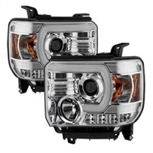 GMC Sierra Headlights - SPYDER - Projector Light Bar DRL - Chrome - `14-`16