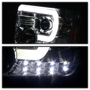 GMC Sierra Headlights - SPYDER - Projector Light Bar DRL - Chrome - `14-`16