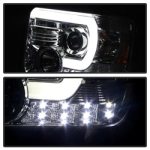 GMC Sierra Headlights - SPYDER - Projector Light Bar DRL - Chrome - `14-`16